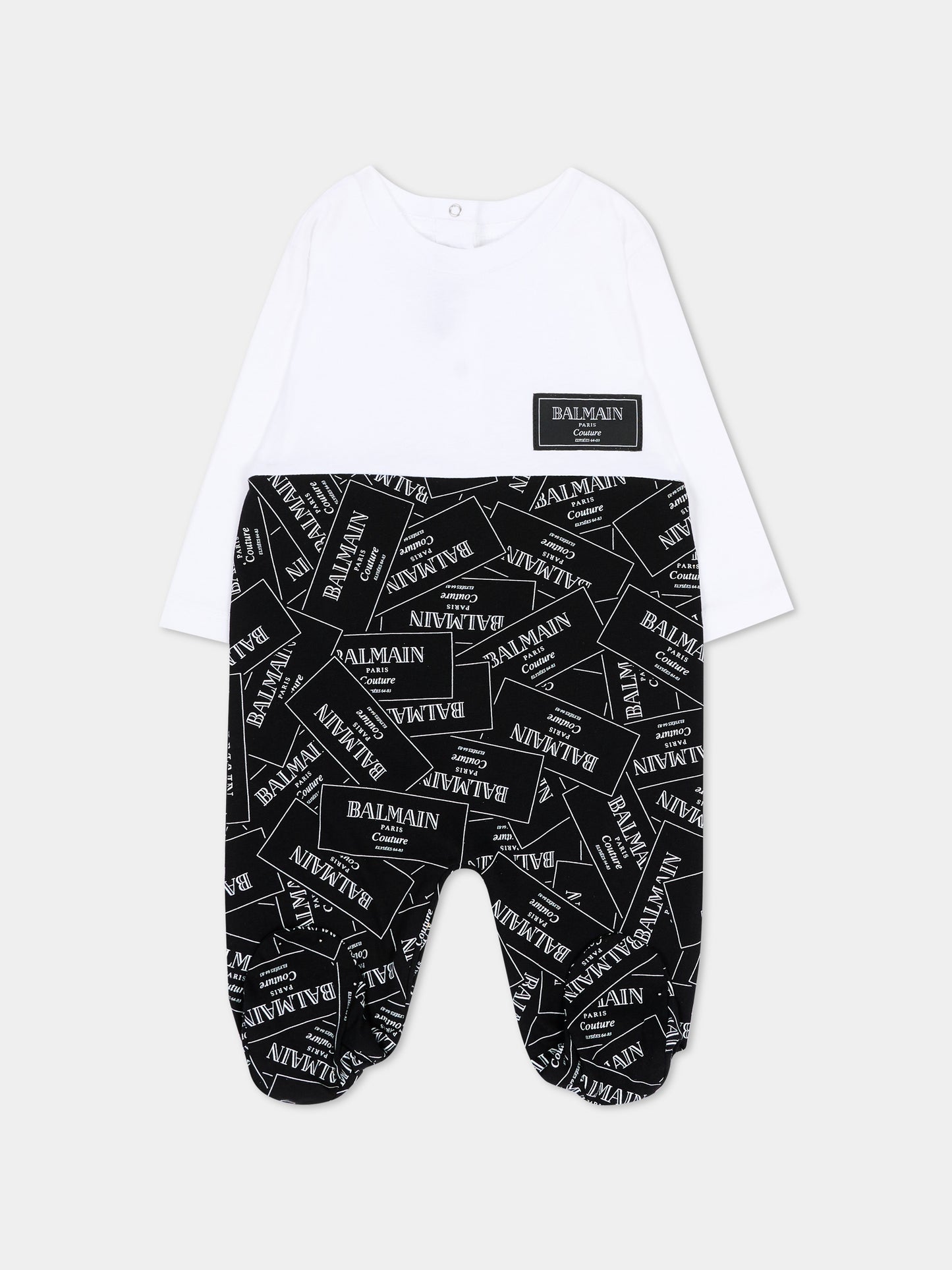 Set tutina nero per neonati con stampa,Balmain Kids,BXB57A Z3332 930BC