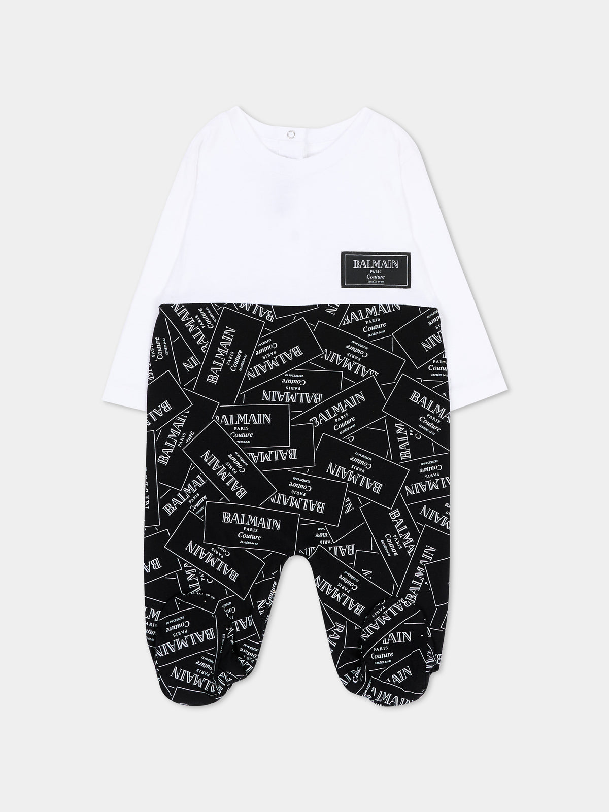Set tutina nero per neonati con stampa,Balmain Kids,BXB57A Z3332 930BC