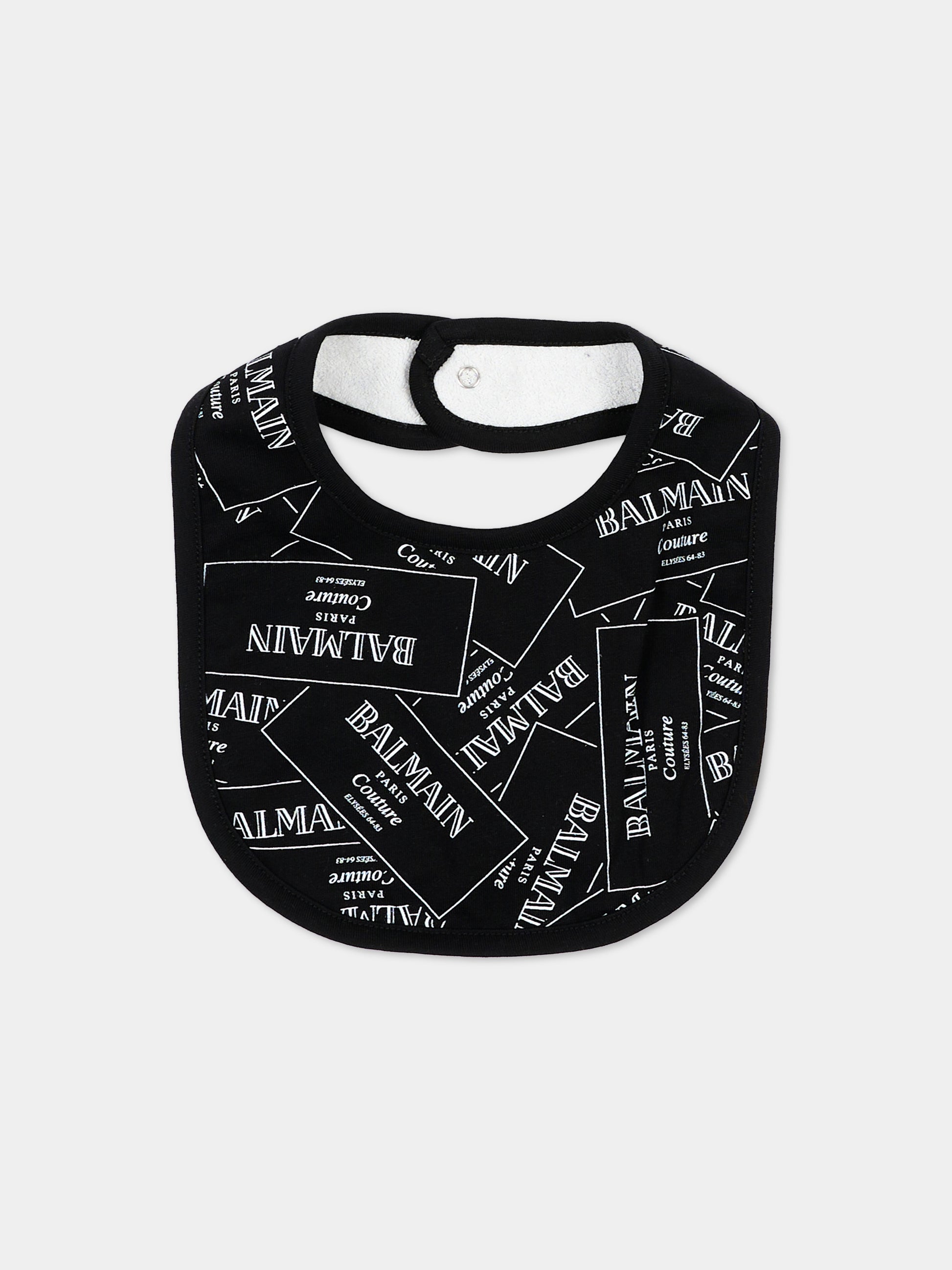 Set tutina nero per neonati con stampa,Balmain Kids,BXB57A Z3332 930BC