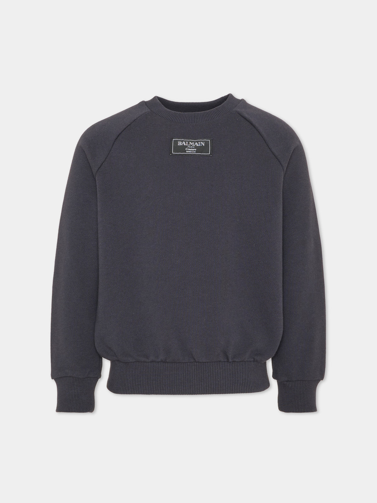 Felpa girocollo blu per bambini con logo,Balmain Kids,BX4P70 Z3183 621