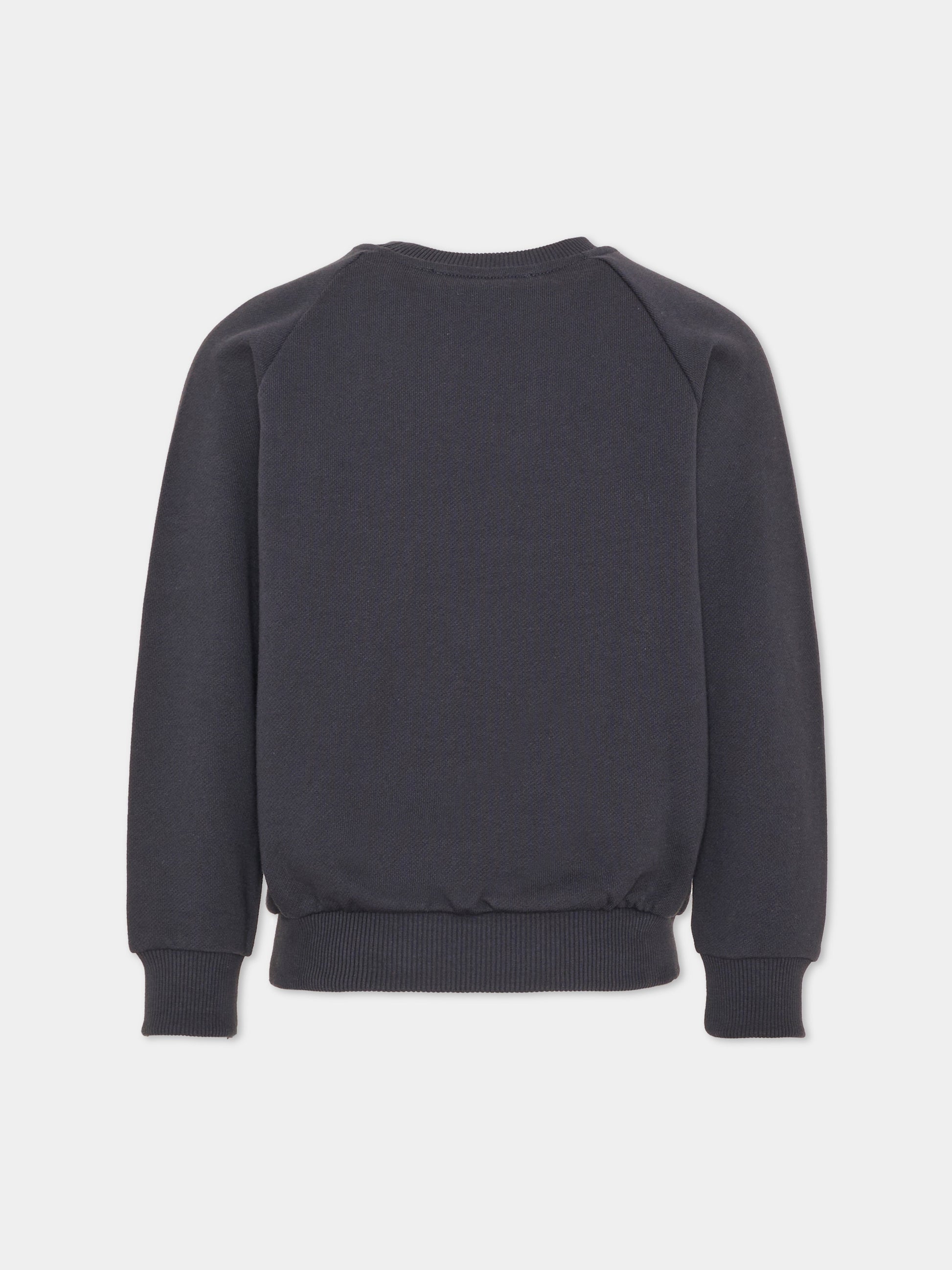 Felpa girocollo blu per bambini con logo,Balmain Kids,BX4P70 Z3183 621