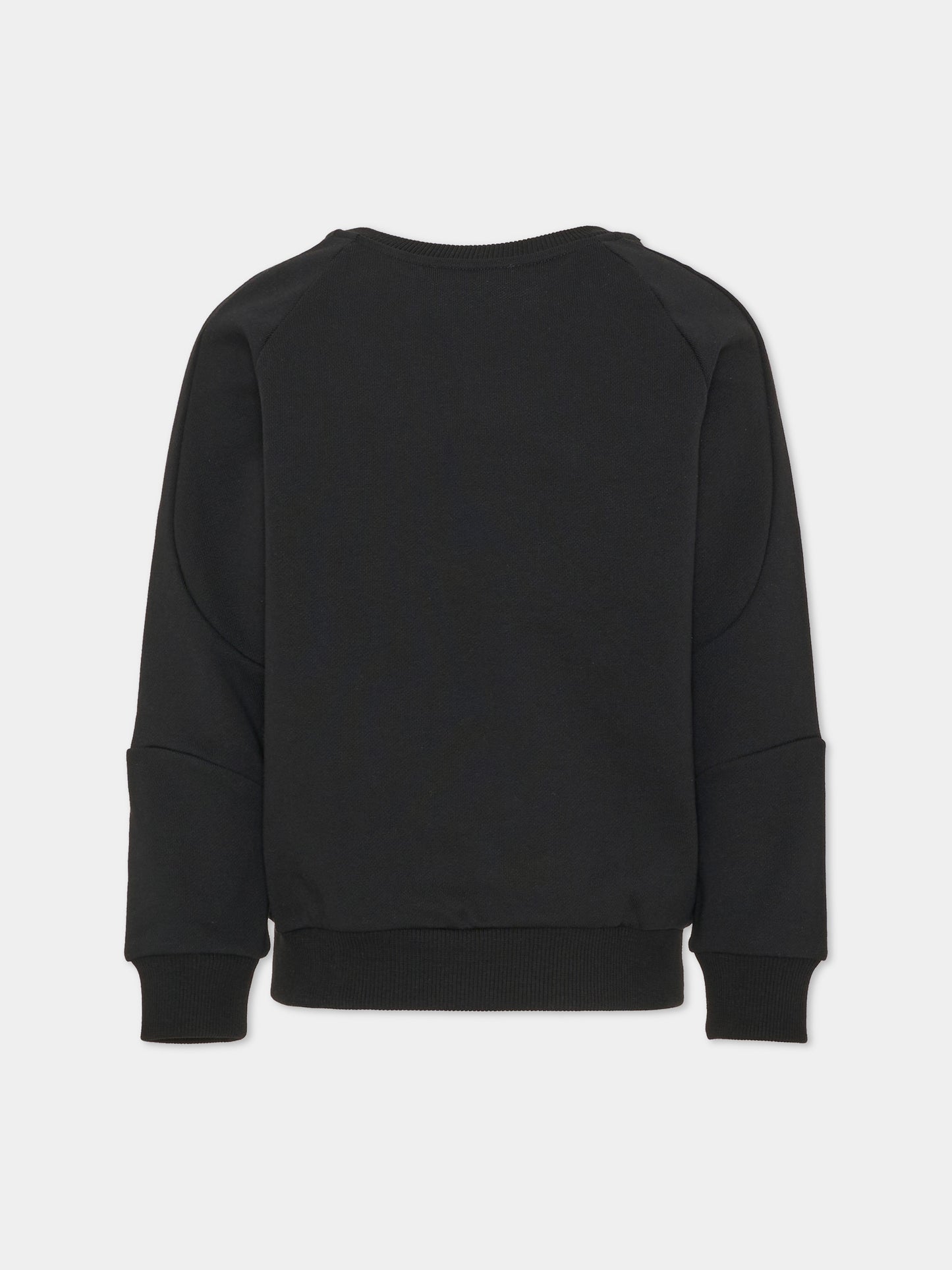Felpa girocollo nera per bambini con logo,Balmain Kids,BW4Q20 Z0081 930MC