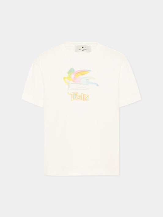 T-shirt avorio per bambini con Pegaso,Etro,GU8P81 J0177 101