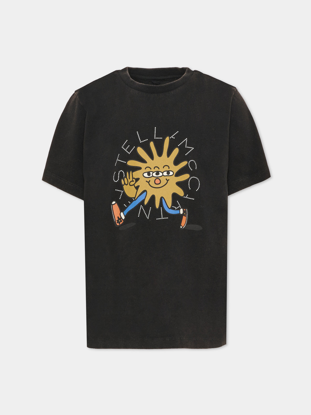 T-shirt nera per bambino con stampa,Stella Mccartney Kids,TV8Q01 Z0434 930