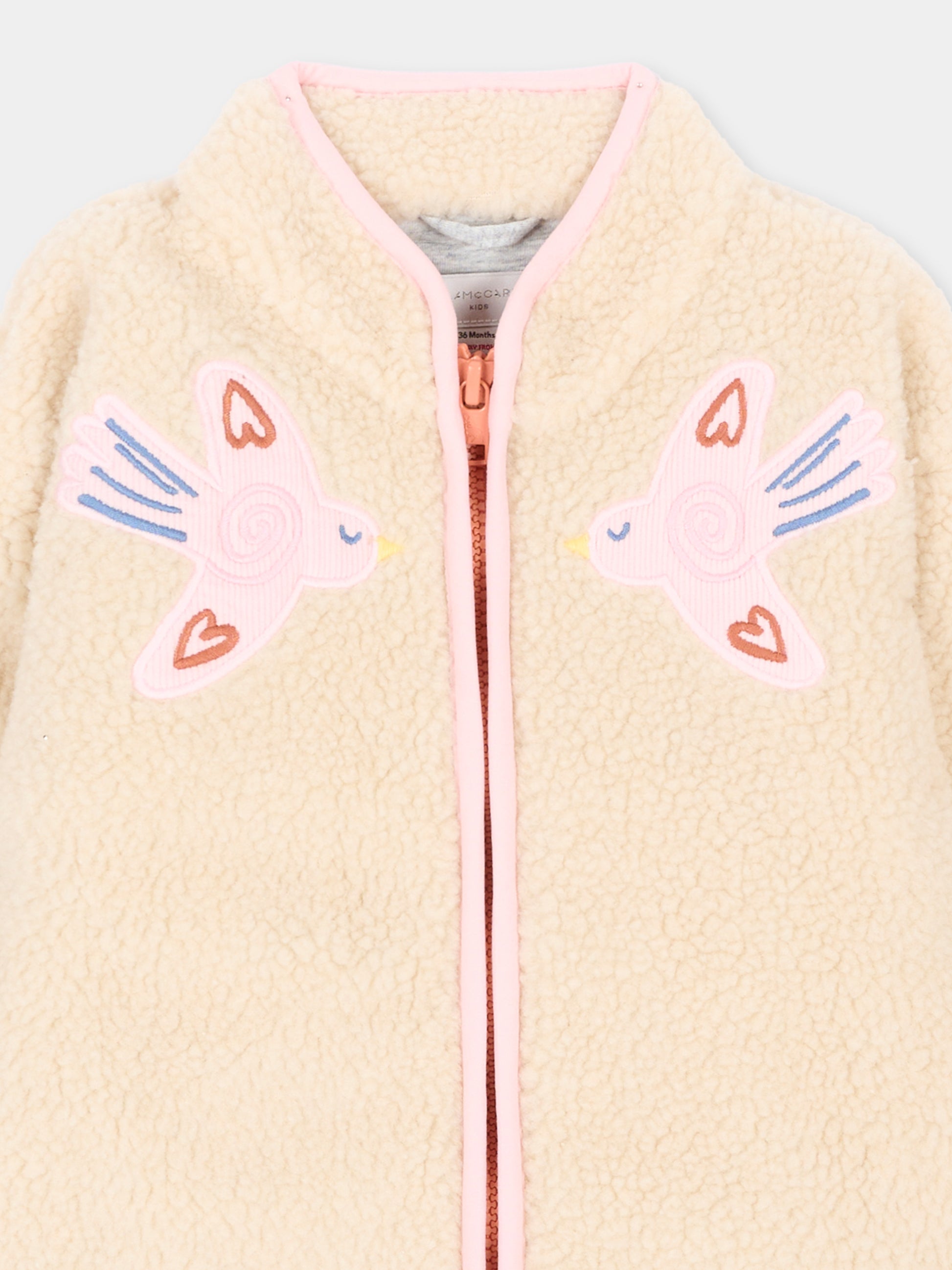 Ecopelliccia beige per neonata con ricami,Stella Mccartney Kids,TX2057 Z0506 183
