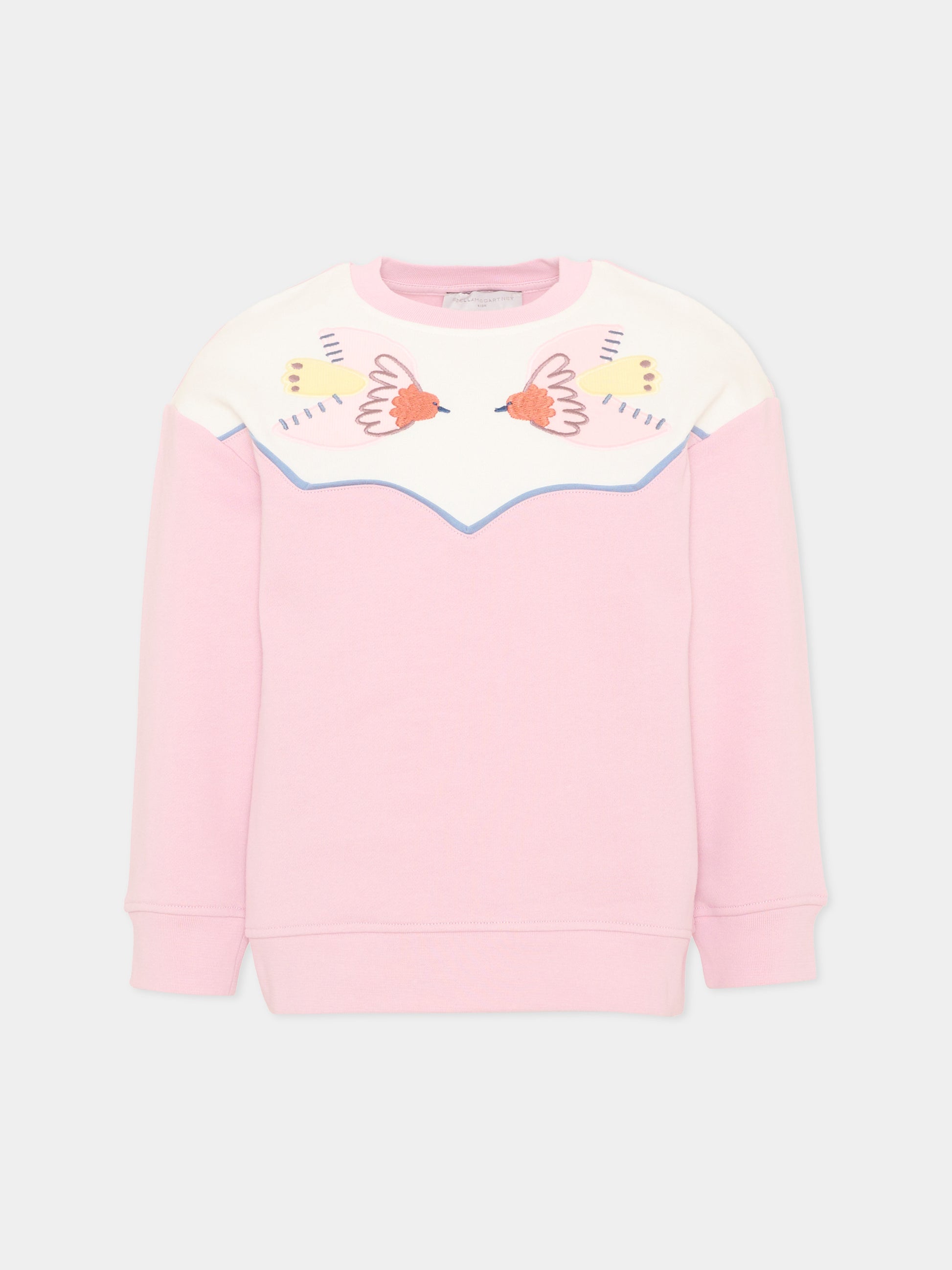 Felpa girocollo rosa per bambina con ricamo,Stella Mccartney Kids,TX4A80 Z3059 568