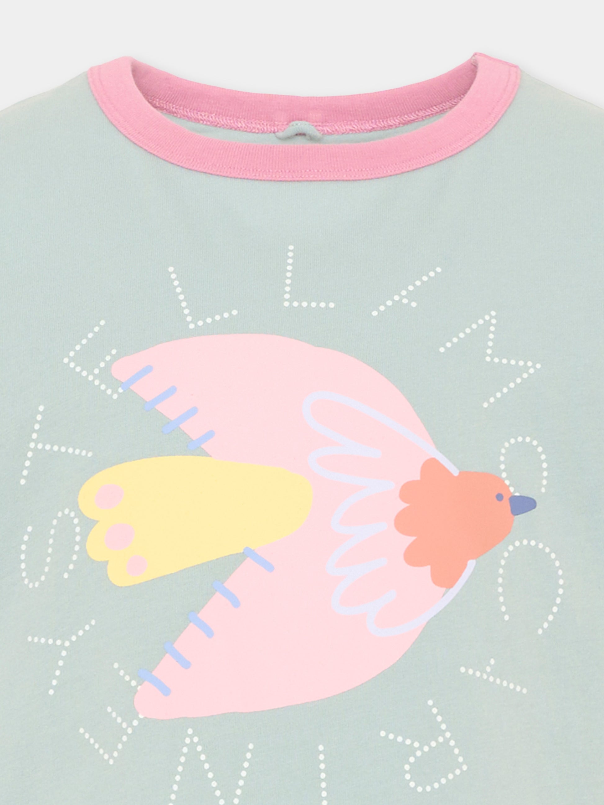 T-shirt verde per bambina con stampa,Stella Mccartney Kids,TX8A91 Z0434 923