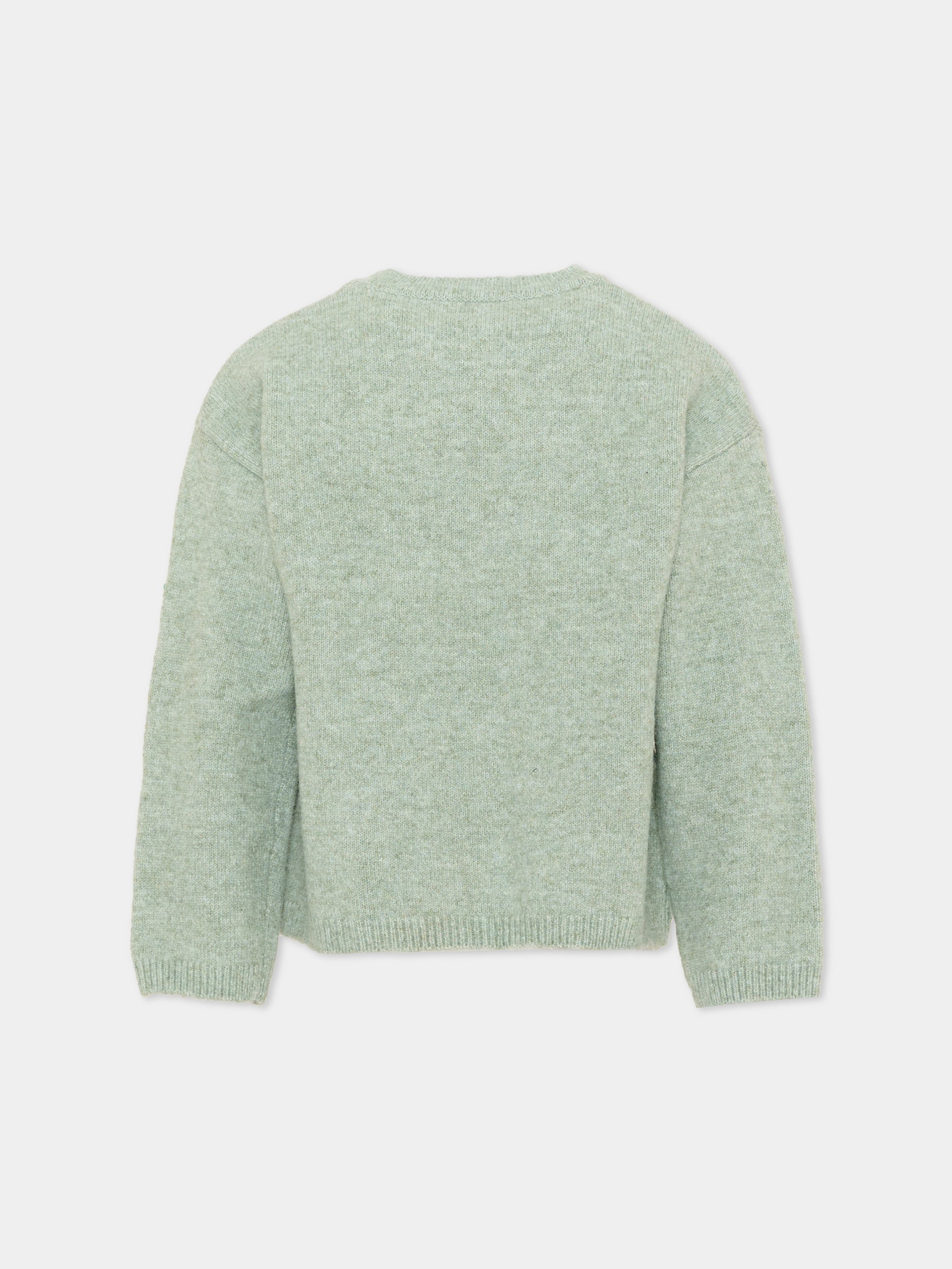 Maglione verde per bambina con globo,Stella Mccartney Kids,TX9A00 Z2292 718