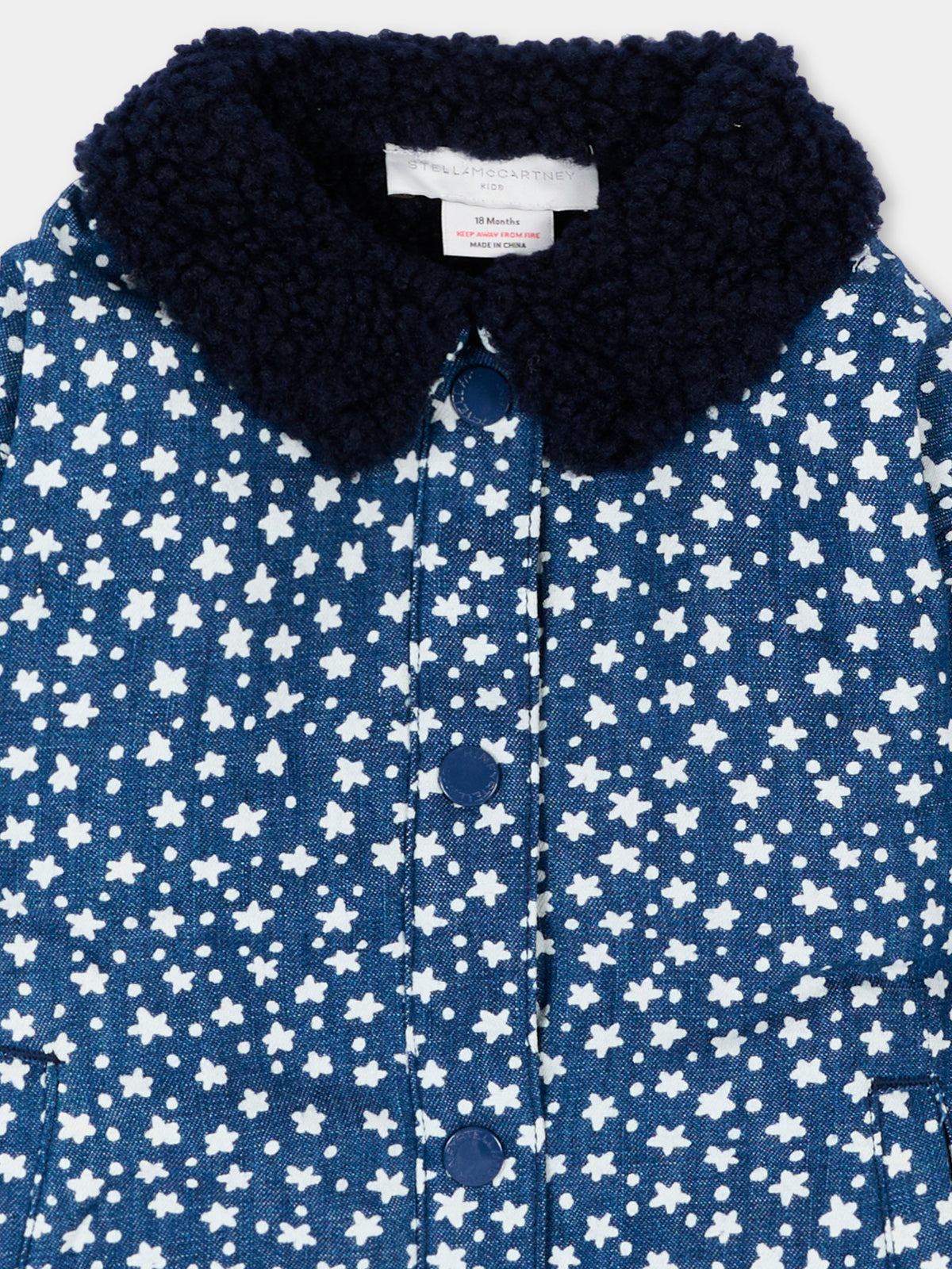 Bomber blu per neonata con stelle,Stella Mccartney Kids,TX2027 Z3193 618BC