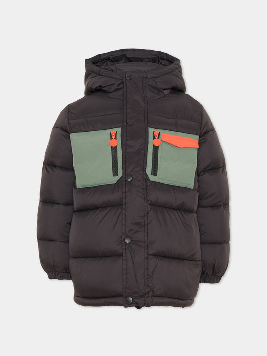 Piumino nero per bambino con cappuccio,Stella Mccartney Kids,TX2Q27 Z0536 930