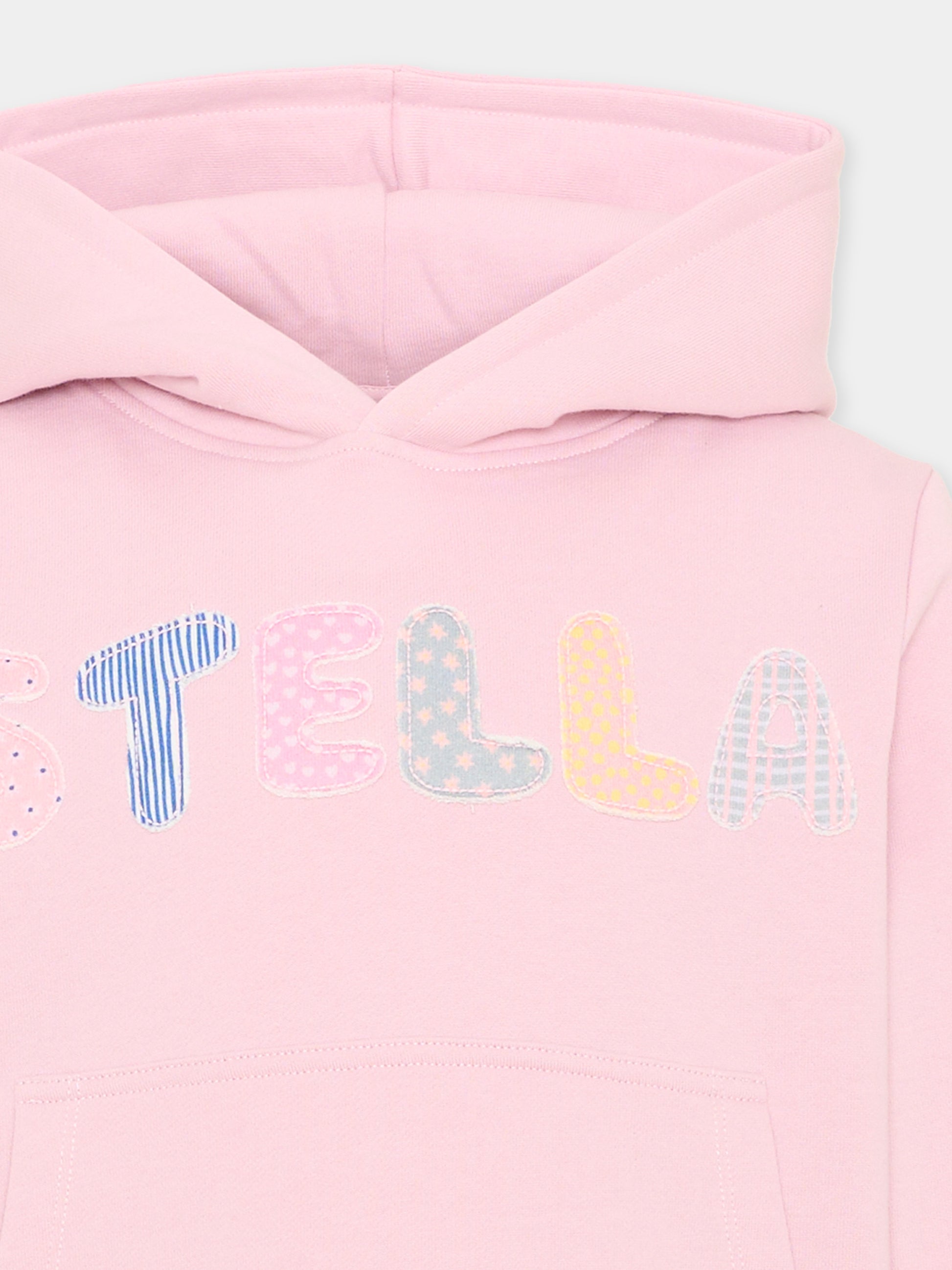 Felpa con cappuccio rosa per bambina con logo,Stella Mccartney Kids,TX4A90 Z3059 568