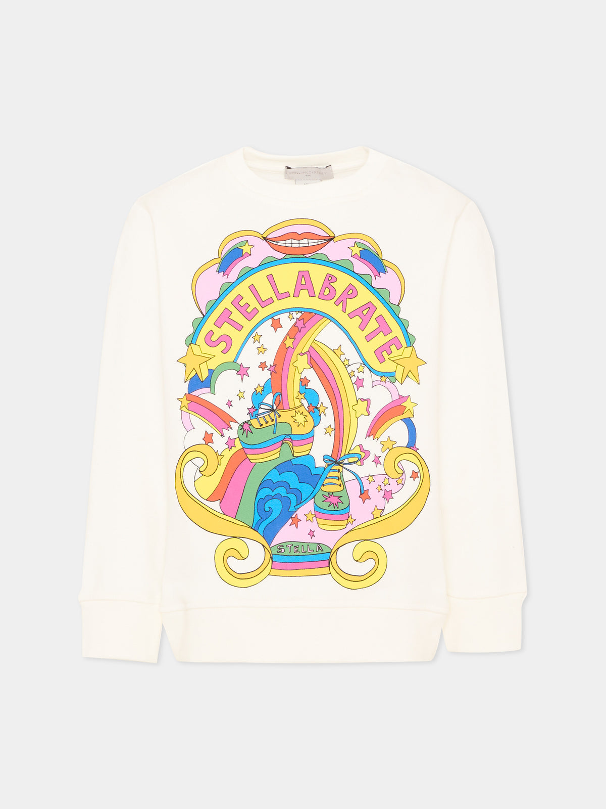 Felpa girocollo avorio per bambina con stampa,Stella Mccartney Kids,TX4B50 Z0453 101