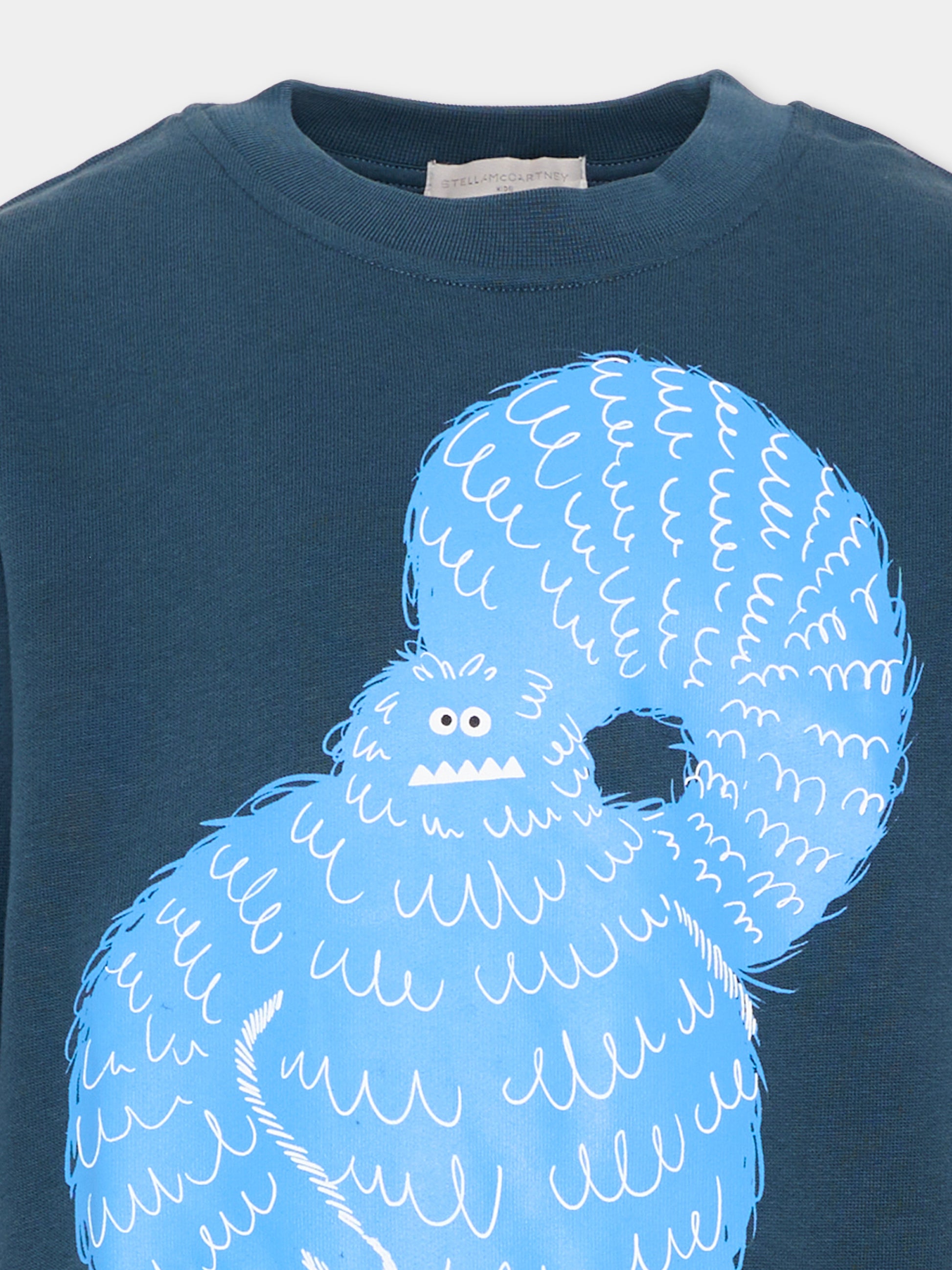 Felpa girocollo blu per bambino con stampa,Stella Mccartney Kids,TX4Q50 Z0453 633