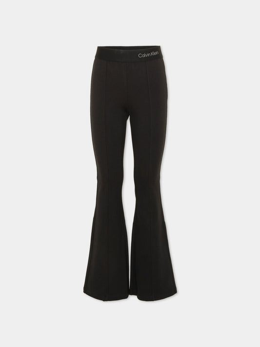 Leggings nero per bambina con logo,Calvin Klein Kids,LVCKSJC10G BEH