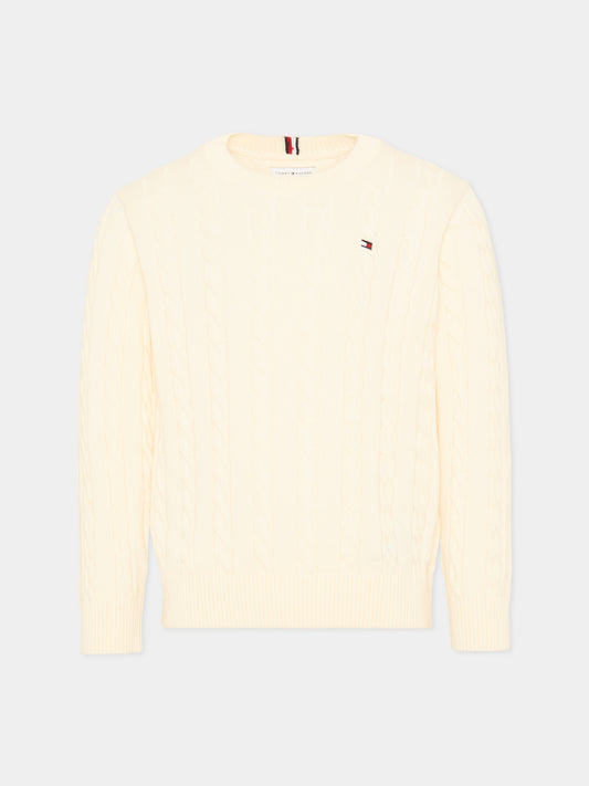 Maglione avorio per bambini,Tommy Hilfiger Junior,KB0KB09753 Z00