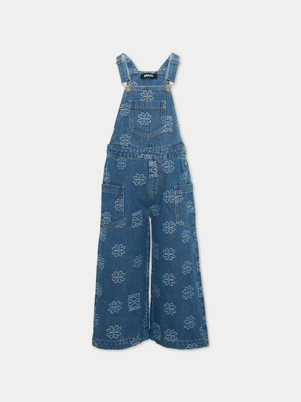 Salopette denim Amber con fiori per bambini,Molo,2S24I301 9012
