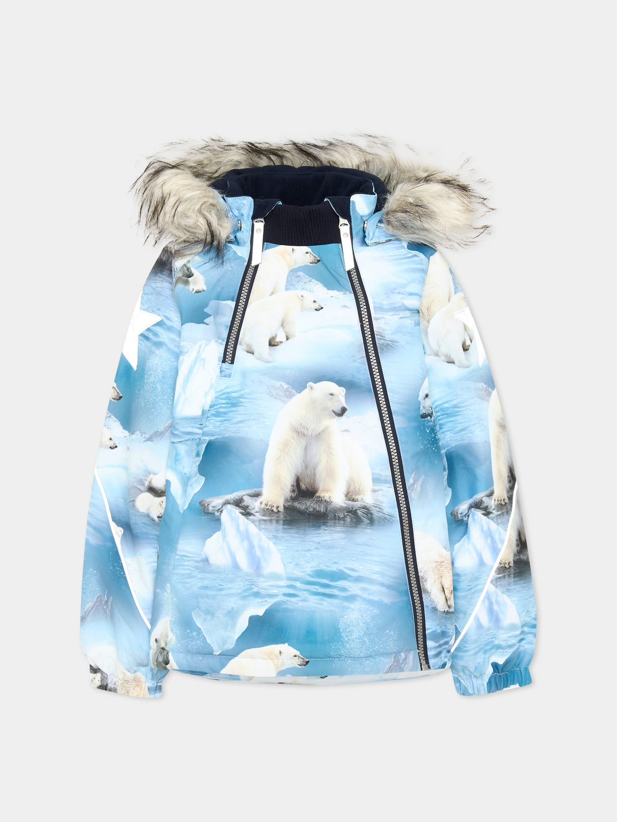 Piumino da neve azzurro Hopla Fur per bambino,Molo,5W24M318 9111