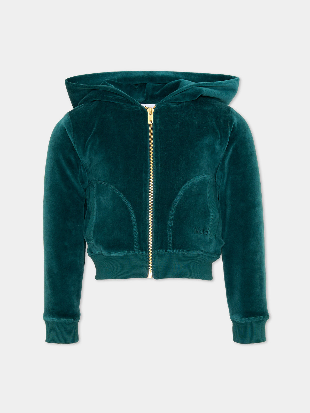 Felpa con cappuccio verde Milla per bambina,Molo,2W25J304 5512