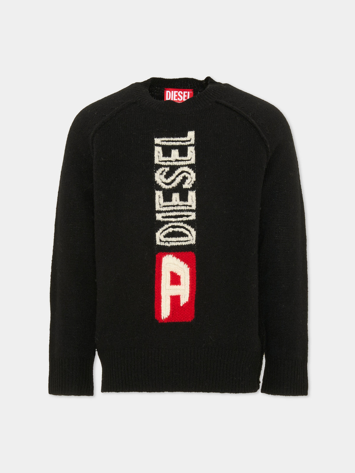 Maglione nero per bambina con logo,Diesel,J02072 0EKAS K900