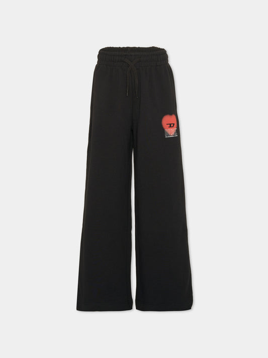 Pantalone nero per bambina con logo,Diesel,J02231 0JFAV K900