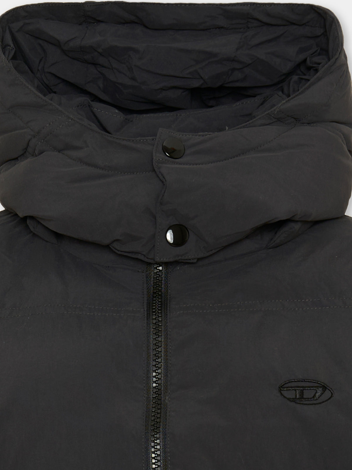 Piumino nero per bambino con cappuccio,Diesel,J02422 KXBQ0 K900