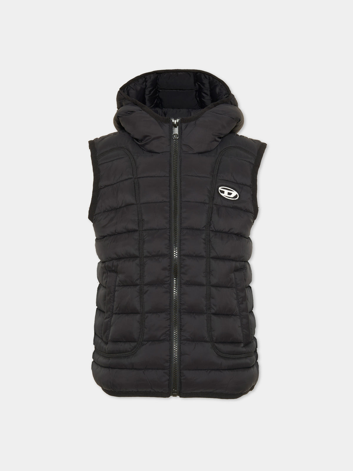 Gilet nero per bambino con logo,Diesel,J02424 KXBRD K900