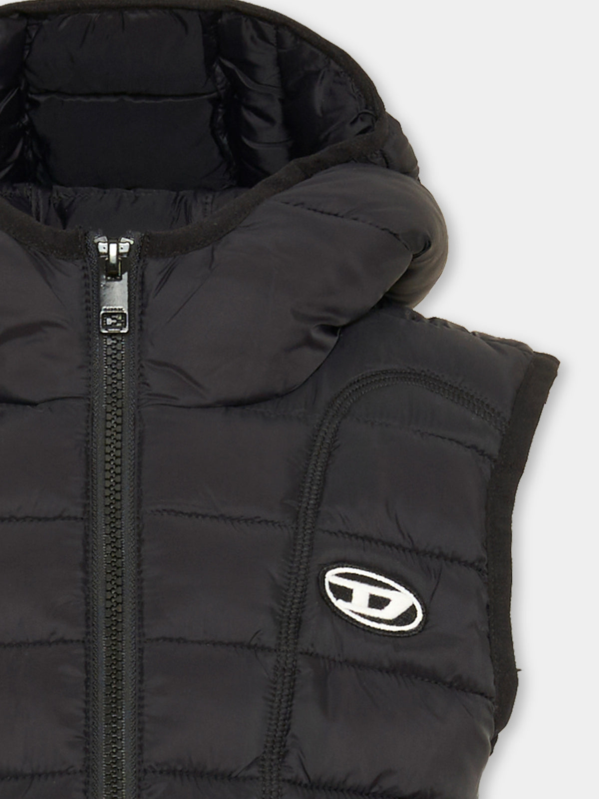Gilet nero per bambino con logo,Diesel,J02424 KXBRD K900