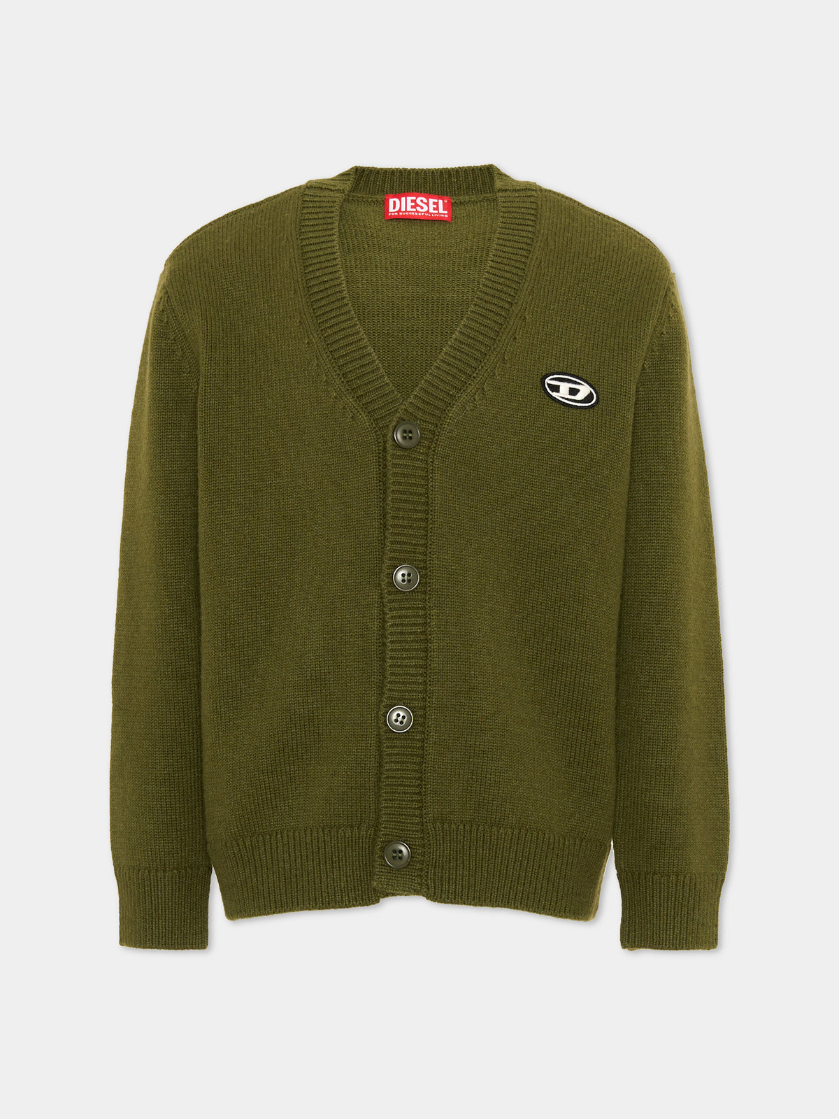 Cardigan verde per bambino con logo,Diesel,J02432 KYAYX K513