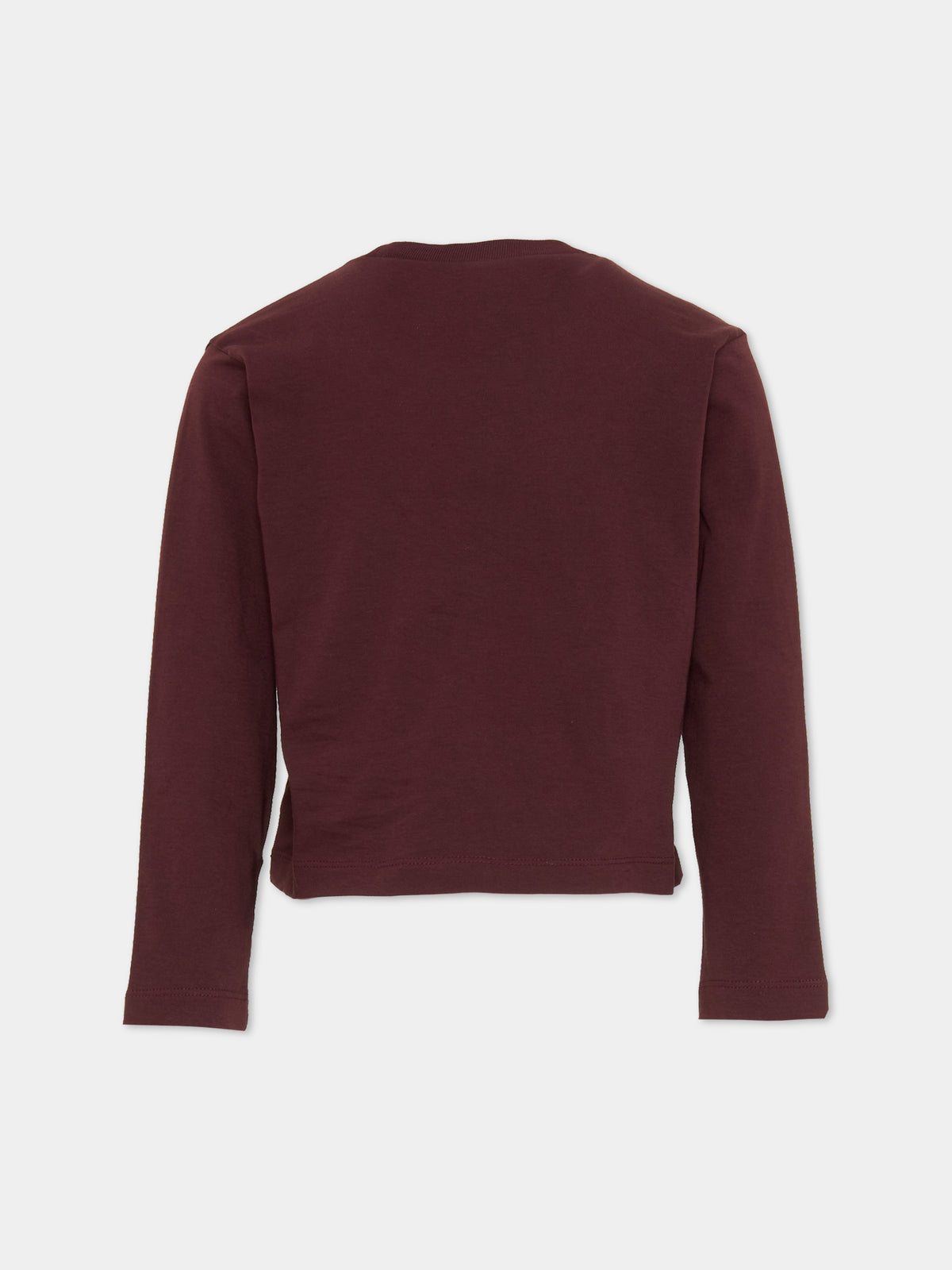 T-shirt a manica lunga bordeaux per bambina con logo,Marni Kids,M01263 M00RF 0M434
