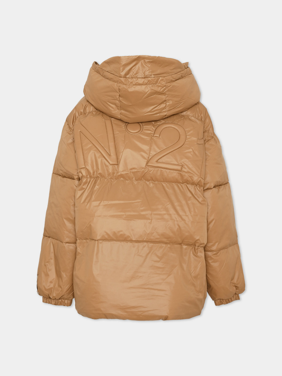 Piumino marrone per bambini con maxi logo,N°21 Kids,N2104X N0002 0N720