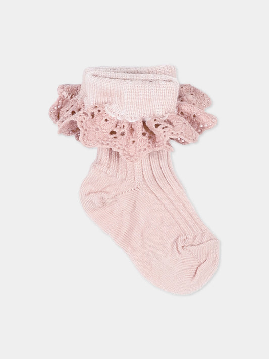 Calzini rosa per neonata con ruches,Mp Denmark,10 59045 0 853 B