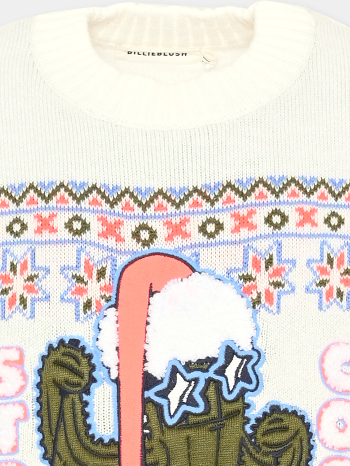 Maglione avorio per bambina con ricamo,Billieblush,U21157 121