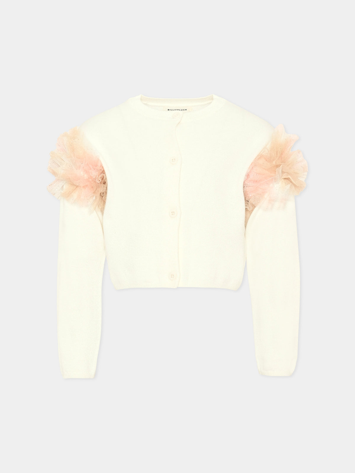 Cardigan avorio per bambina con tulle,Billieblush,U21383 121