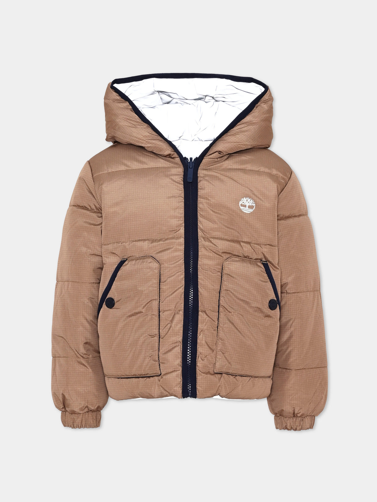 Piumino beige per bambino reversibile,Timberland,T60573 659