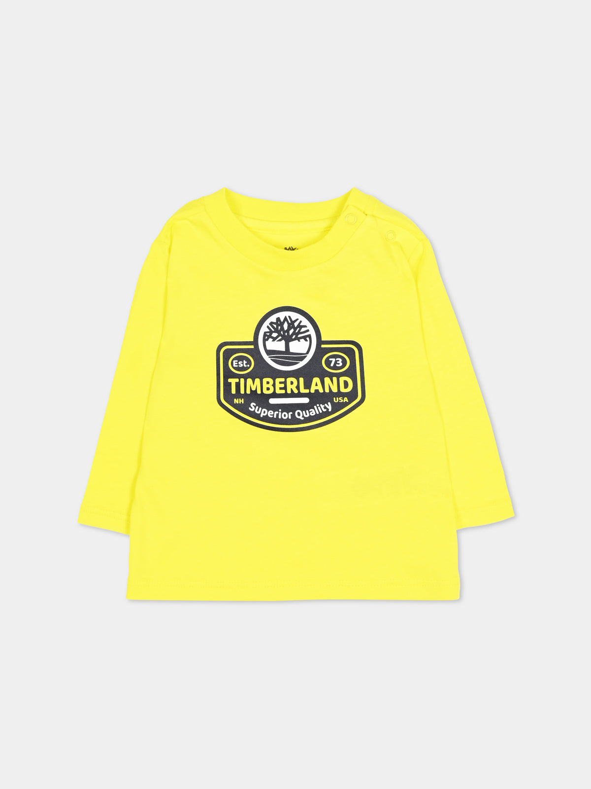 T-shirt a manica lunga gialla con logo per neonato,Timberland,T60588 555