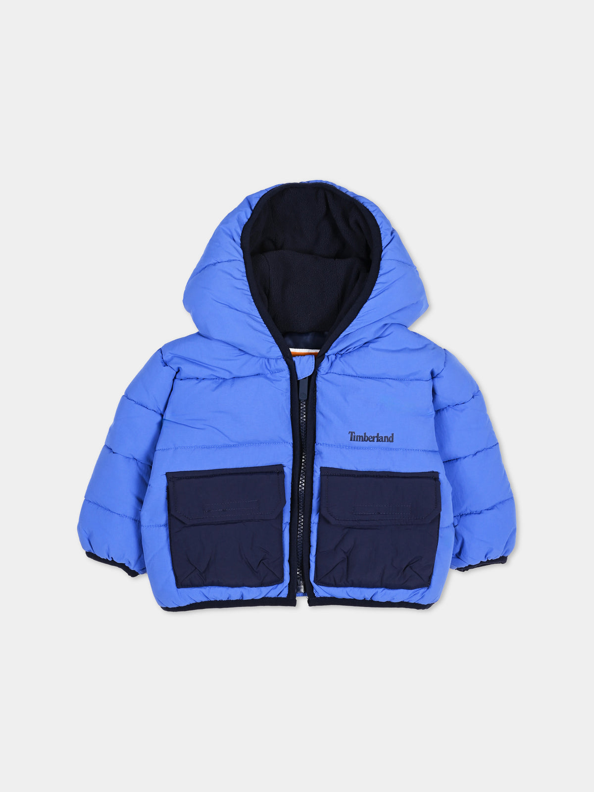 Piumino blu per neonato con cappuccio,Timberland,T60590 882