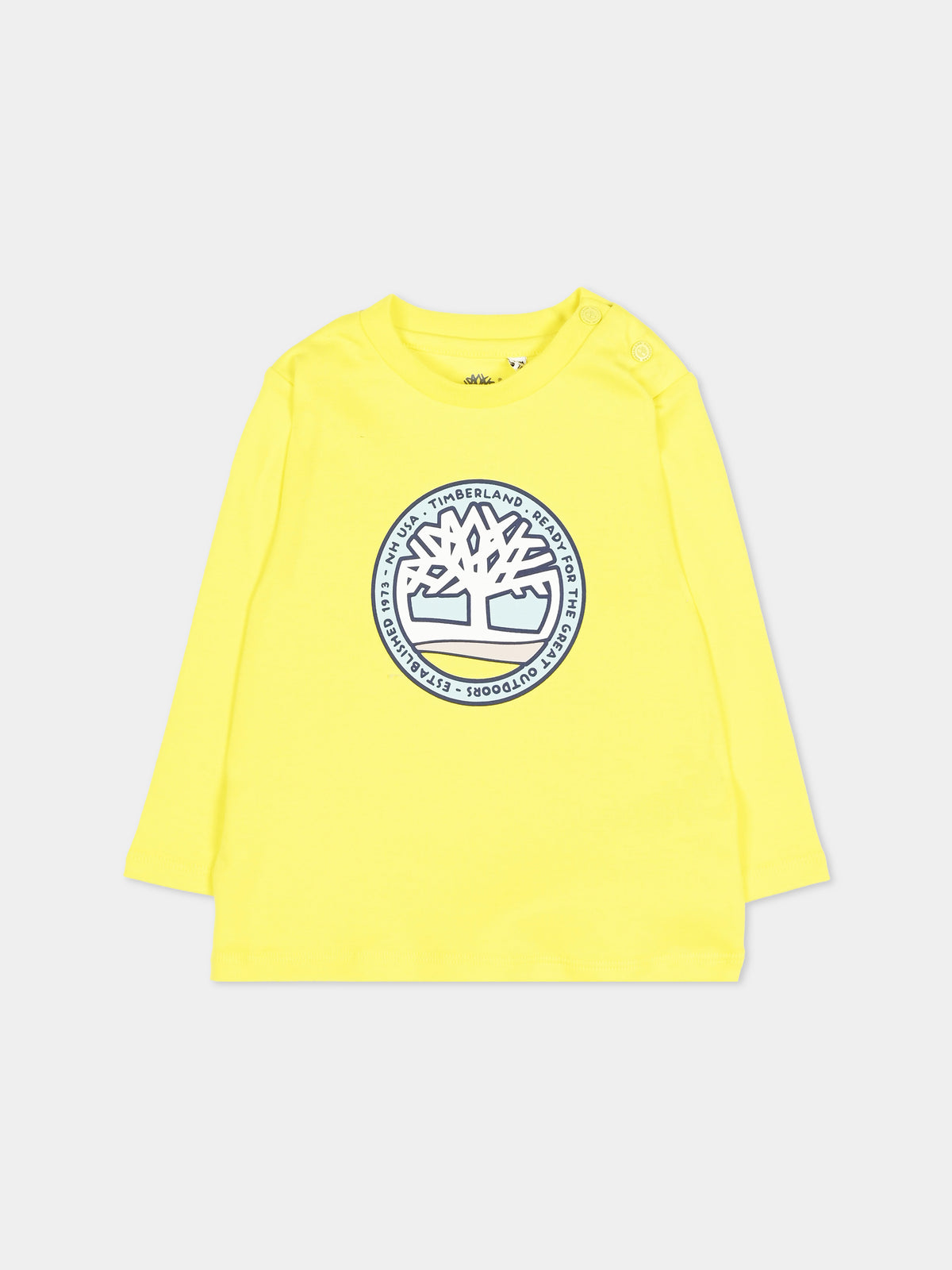 T-shirt a manica lunga gialla con logo per neonato,Timberland,T60616 555