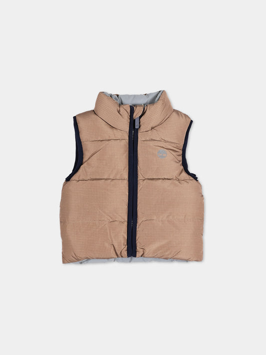 Gilet beige per neonati con logo,Timberland,T60763 659