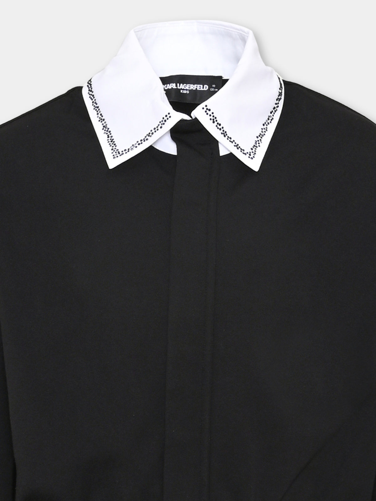 Vestito a manica lunga nero con logo per bambina,Karl Lagerfeld Kids,Z30612 09B