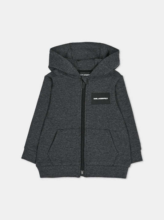 Felpa con cappuccio grigia con logo per bambino,Karl Lagerfeld Kids,Z30645 A82