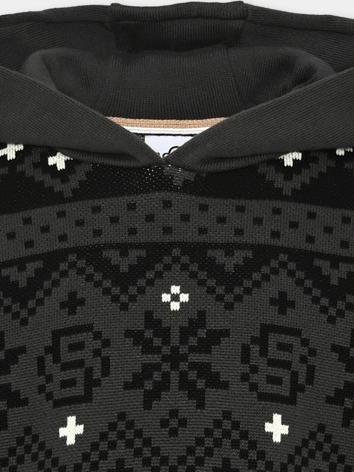 Felpa con cappuccio grigia in maglia per bambino,Boss,J52347 A46