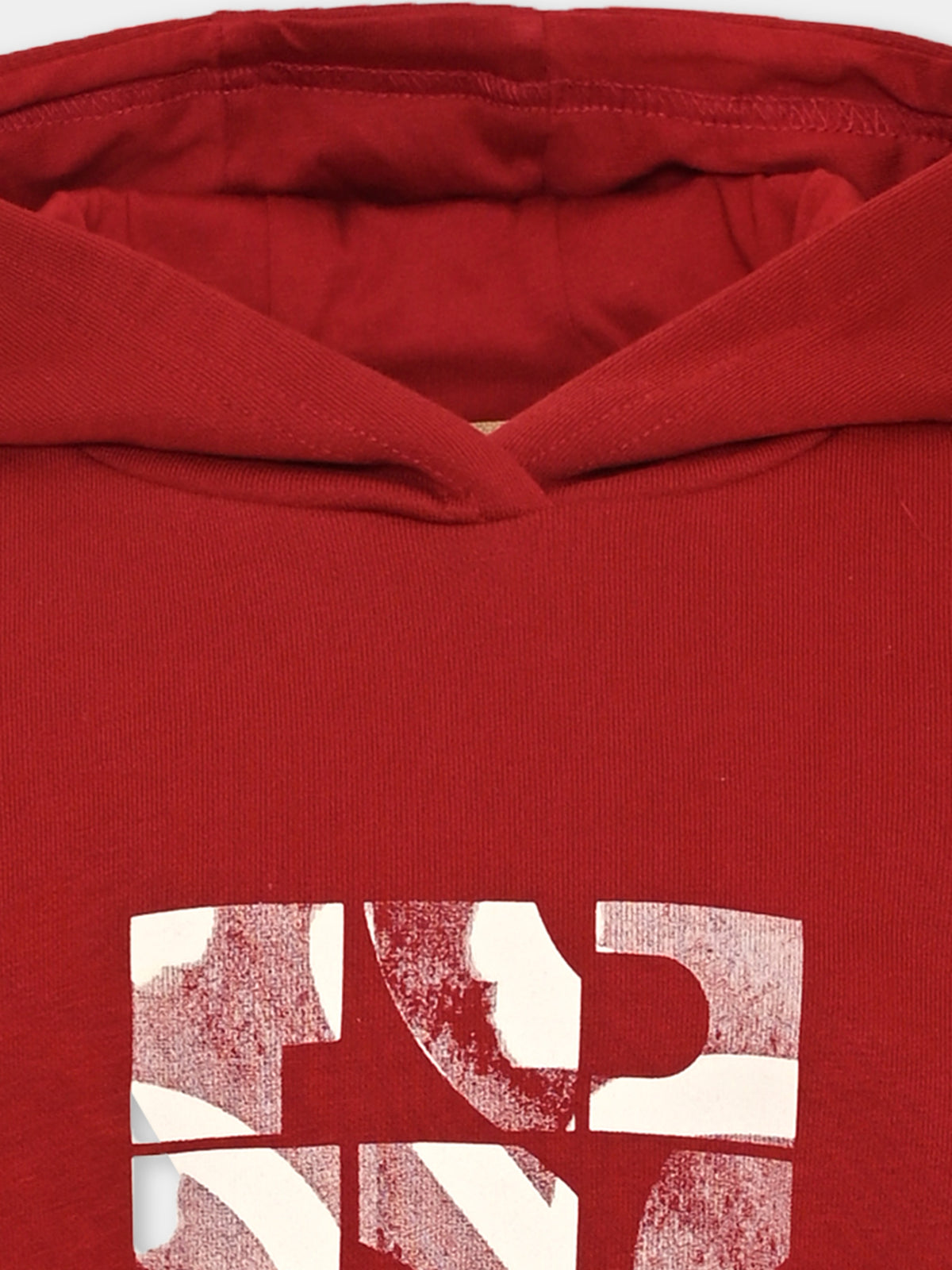 Felpa con cappuccio rossa per bambino con logo,Boss,J52353 96D