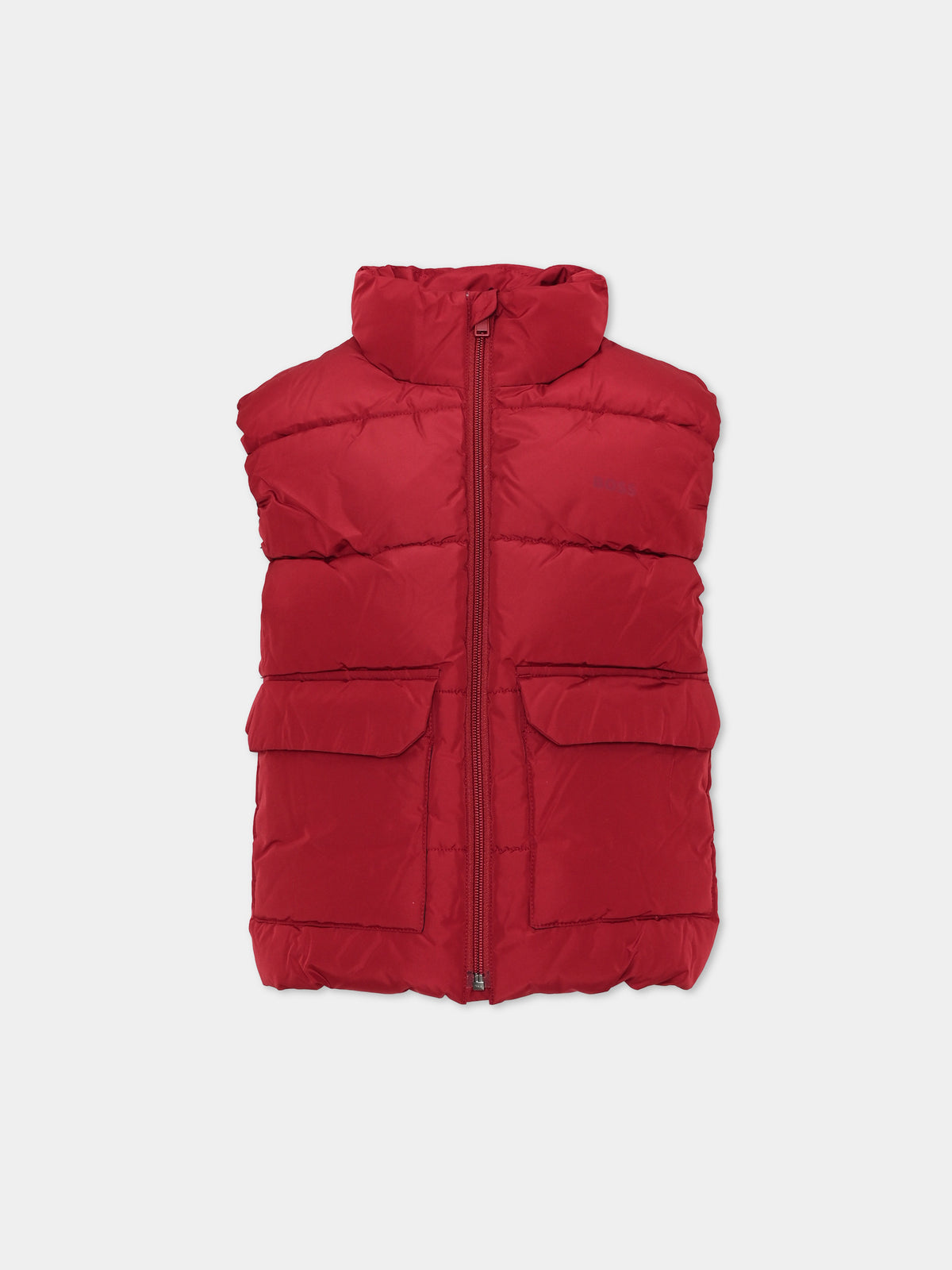Gilet rosso per bambino trapuntato,Boss,J52397 96D