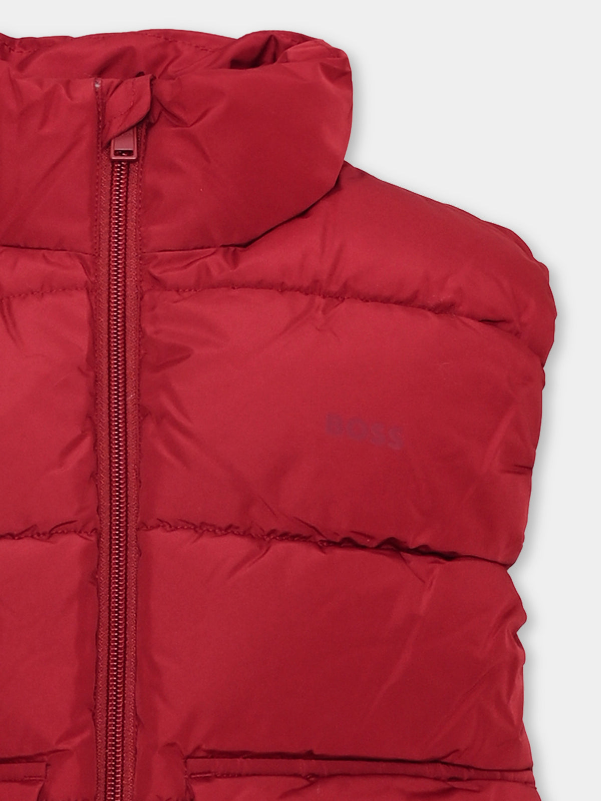 Gilet rosso per bambino trapuntato,Boss,J52397 96D
