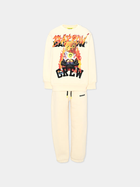 Completo sportivo lungo avorio stampato per bambino,Barrow,F6BKJBKM001 036