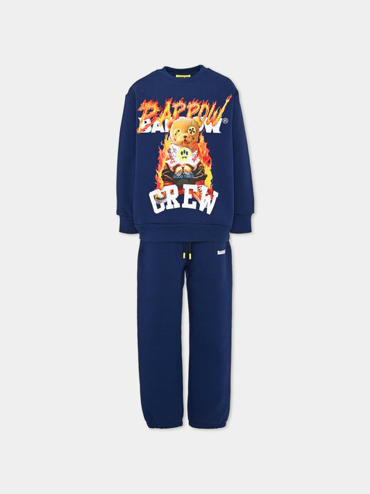 Completo sportivo lungo blu con stampa per bambini,Barrow,F6BKJBKM001 130