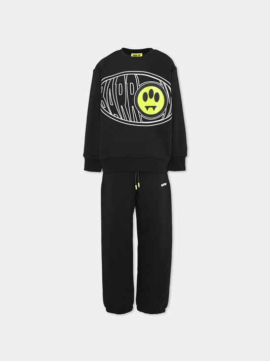 Completo sportivo lungo nero con stampa per bambini,Barrow,F6BKJUKM002 110
