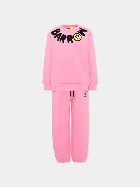 Completo sportivo lungo rosa con logo per bambini,Barrow,F6BKJUKM003 042