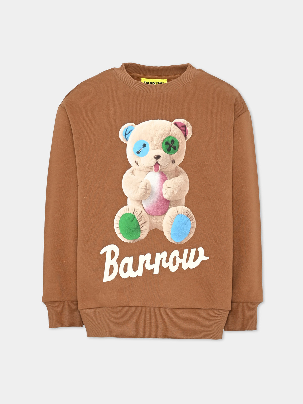 Felpa girocollo marrone con stampa per bambini,Barrow,F6BKJUSW059 924