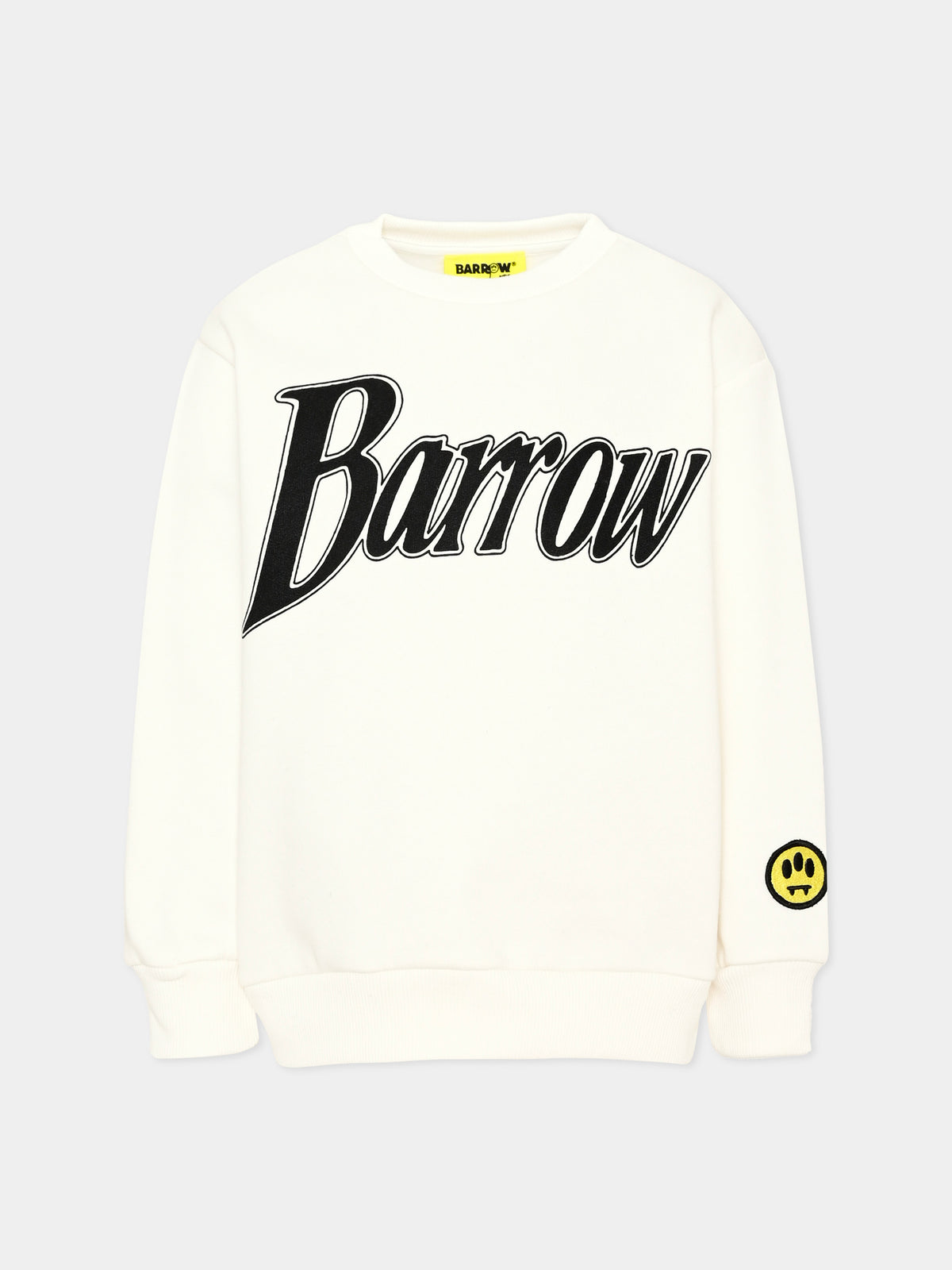 Felpa girocollo avorio con logo per bambini,Barrow,F6BKJUSW162 013